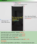 Diagram displaying measurements for Sliding Barn Door Hardware Kit With Soft Close Mirrored Trackless System For 24 To 48 Inch Doors Concealed Ghost Design Easy Install Floor Guide Replacement Parts For Smooth Quiet Operation installation.