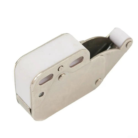 Spring Loaded Mini Tip Latch Set For Caravan Boat RV Cupboard And Cabinet Doors, metal lock catch with nylon roller close-up