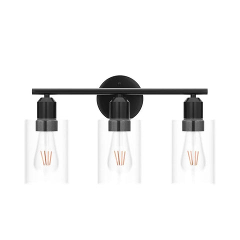 Dope Matte Black 3 Light Vanity Light Over Mirror With Glass Shades UL Certified Bathroom Wall Sconces Modern Black Vanity Fixture