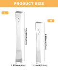 Stainless Steel Pry Bar Scraper Set With 7-1/4 Inch And 9-1/4 Inch Flat Pry Bars For Beekeeping Hive Scraping Baseboard Removal And Trim Pulling Heavy Duty Bee Hive Hand Tool Durable Silver Two Sizes shown with measurements.