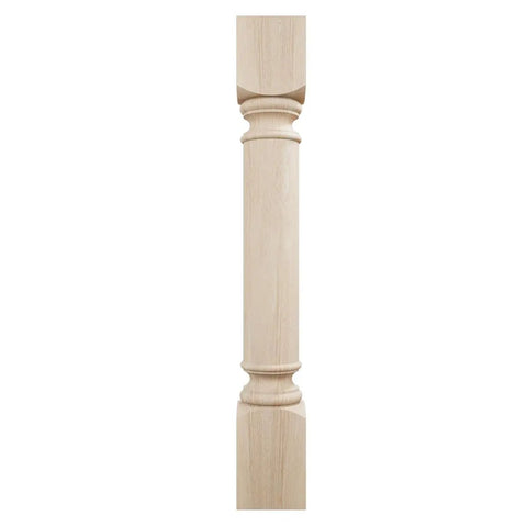Traditional Cabinet Column 5W X 5D X 35.5H Unfinished Rubberwood Top Block 6in Bottom Block 7in Ideal For Cabinets Islands Mantels And Furniture Ready To Stain Or Paint Precision Carved Details Durable Hardwood