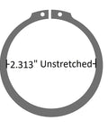Two And A Half Inch External Snap Ring Tru Arc Type For Shafts Built Tough In Carbon Steel 0.078 Inch Thick With 2.360 Inch Groove Diameter