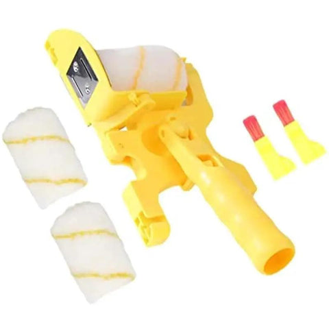 Professional 7 Piece Paint Edger Roller Tool Kit For Immaculate Wall And Ceiling Lines Blazing Fast Tape Free Coating with two foam rollers and handle.