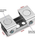 V Type Welding Jig Magnetic Clamps Fixture Set showing close-up of adjustable weld holders with V pads and dimensions.