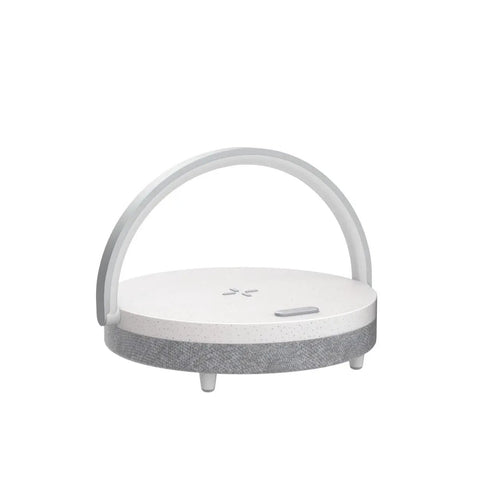 4 In 1 Bedside Lamp With Bluetooth Speaker Dimmable Night Light Charging Station And Phone Holder on white background