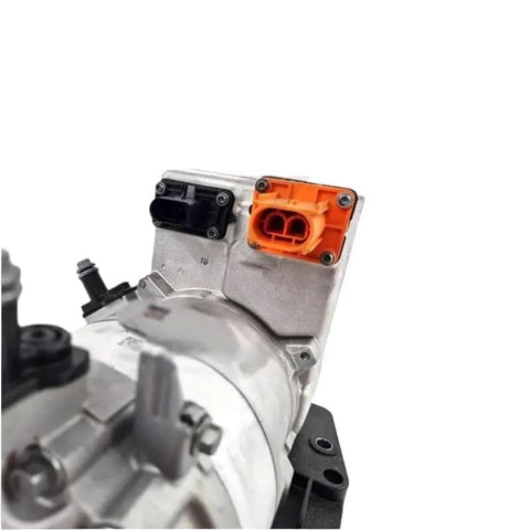 Seamless Fit Electric Air Conditioning Compressor For Vw Id 3 Id 4 Id 5 Id 6 showing electrical connections and cast aluminum shell.