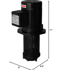 Immersion coolant pump for lathe/bandsaw, 1/8 HP, black vertical pump with mesh-filter housing