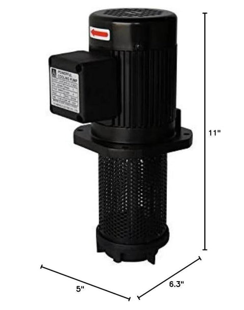 Immersion coolant pump for lathe/bandsaw, 1/8 HP, black vertical pump with mesh-filter housing