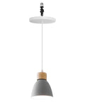 Kiven Instant Light Conversion Kit for 4/5/6inch Hole,Metal Farmhouse Lighting Recessed Can Light Conversion Kit to Pendant with E26 Screw-in Adapter for Kitchen Island Hallway Gray TB1649 1Pcs hanging pendant light with gray shade and wooden accent.