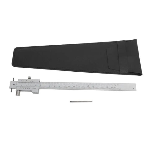 Precision Parallel Cross Caliper With Integrated Carbide Scriber Needle To Nail Exact Measurements Every Time Heavy Duty Stainless Steel Vernier Gauge with case shown.