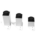 Adjustable Furniture Feet Set 4 Pack Black And White Aluminum Alloy Cabinet Legs for cabinets, benches, vanities, shown standing.
