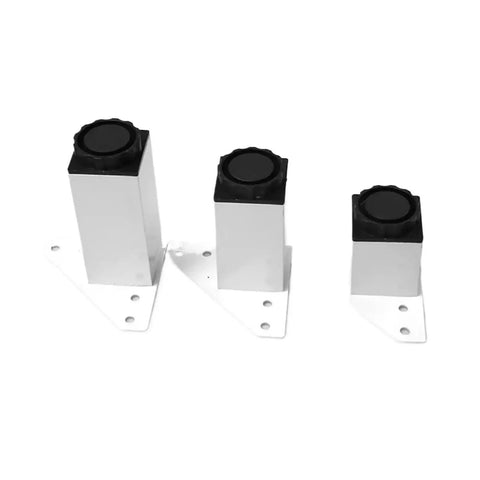 Adjustable Furniture Feet Set 4 Pack Black And White Aluminum Alloy Cabinet Legs for cabinets, benches, vanities, shown standing.