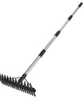 63 Inch Dethatcher Rake With Upgraded Dual Action Tines, 32-Tine Dual-Sided Head, Adjustable Garden Tool for Thick Thatch