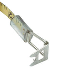 Close-up of Auto Rewind Tape Measure 3/8 Inch By 50 Feet With Nylon Coated Blade Double Sided Markings For Fractions 8ths And 16ths Built Like A Workhorse