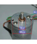 Top view of Heavy Duty Full Metal Gearbox Reduction Motor 5V To 12V DC 16RPM To 41RPM with measurements for DIY projects.