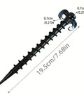 Heavy Duty Plastic Tent Stakes 20cm 4 Pack Windproof Camping Beach Anchors Screw Design with measurements.