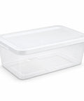 Clear Plastic Storage Bins With Tight Snap On Lids 6 Quart Stackable Boxes for organizing closet or office items.