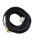 Servo motor power cable with holding brake, drag-chain type; black sheath, white multi-pin connector, coiled