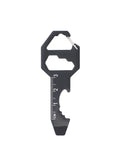 Ultra Slim Metal Multi Tool Card With Bottle Opener And Hex Wrench For Wallet Or Keychain shown with ruler markings