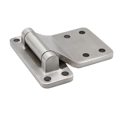 Heavy Duty 304 Stainless Steel Bending Hinge With Corrosion Resistant Finish And Zero Slop Strength For Heavy Loads Across Every Trailer Truck And Industrial Machine Built Right Damn Tough, close-up view.
