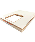 Heavy Duty 27X36 Wooden Extension Table Router Cutout showing pre-drilled hole and smooth Duramine surface for table saw.