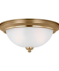 Geary 2 Light Satin Brass Ceiling Flush Mount Light With 12.5 Inch Diameter And 5.5 Inch Height, 120 Total Watts, Steel Construction