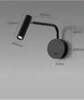 Wall Sconce Modern Indoor LED Adjustable Bedside Lamp Nordic Reading Infinite Indoor Bedroom Reading Light(White) dimensions and design