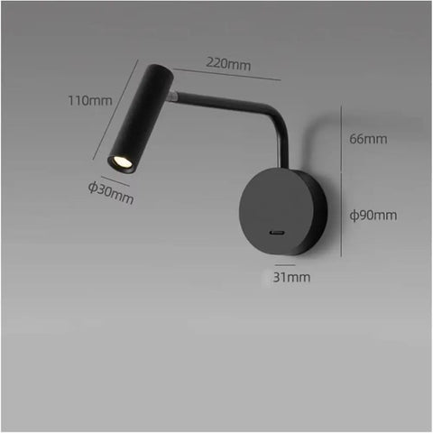 Wall Sconce Modern Indoor LED Adjustable Bedside Lamp Nordic Reading Infinite Indoor Bedroom Reading Light(White) dimensions and design