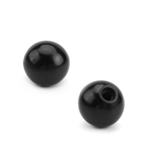 Five Pack Black Threaded Ball Knobs With 2 Inch Diameter Female Thread 5/8 Inch Depth 1/16 Inch Thread Pitch 1/2 Inch Female Thread Diameter Bakelite Thermoset Handle Ideal For Control Levers Push Pull Rods Lawn Mowers And Equipment