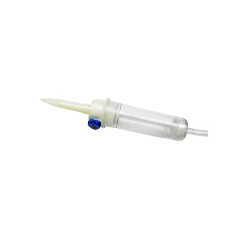 IV extension set with clear tubing and blue screw-cap, for veterinary and laboratory use