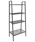 Industrial 4-Tier Metal Ladder Bookcase in Anthracite, 58.3 Inch Tall Open Display Shelf Organizer, Powder-Coated Steel Bookshelf