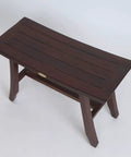 Teak Shower Bench 28 Inch Waterproof Wooden Seat For Inside Shower Spa Quality Shower Chair Curved Seat With Non Slip Feet