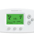 FocusPro 6000 5-1-1 Or 5-2 Day Programmable Heat Pump Thermostat With 2 Heat 2 Cool, large backlit display showing temperature.