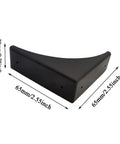 Heavy Duty Black Metal Corner Protectors Four Piece Set Straight Up Solid Edge Guards For Furniture Cabinets And Shipping Crates Premium Angle Bead Trim showing a corner protector measuring 65mm by 20mm.