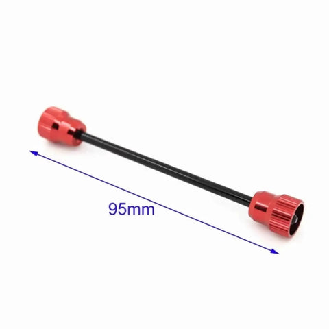 Universal One Tenth Scale RC On Road Drifting Car Tire Collector Holder rod, 95mm length, red ends for stability and efficiency