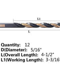 Twist drill bit, 5/16 in diameter, black and gold coating, 12-pack, side view