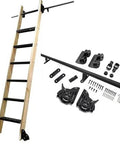 24 Foot Sliding Barn Door Ladder Hardware Kit With Round Tube Track And Bottom Brake Wheels for Home Library Ladders components