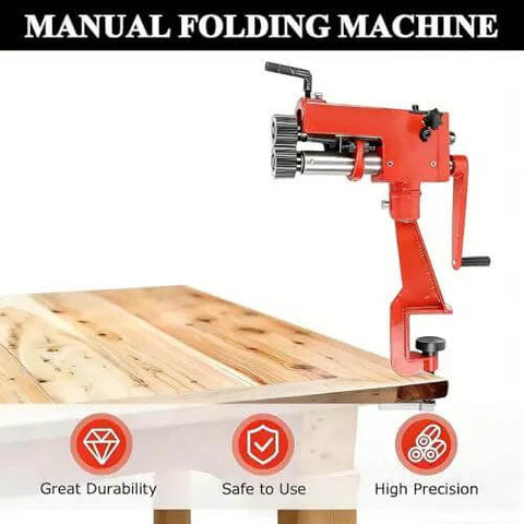 7 Inch Manual Sheet Metal Bead Roller With 6 Die Sets For Edge Beading And Swaging In 22 Gauge clamped to table