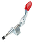 Heavy Duty Vertical Toggle Clamp With Rock Solid 90 Kg Holding Power And Ergonomic Anti Slip Grip For Welding Jigs Metal Fabrication And Quick Release Shop Rig side view with red handle