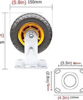 Heavy Duty Rubber Swivel Casters Set Of Four With Dual Precision Bearings For Furniture And Utility Carts Rolls Sweet As Honey And Features Quick Swap Universal Mount Totally Bombproof Wear Resistant Build, detailed measurements shown.