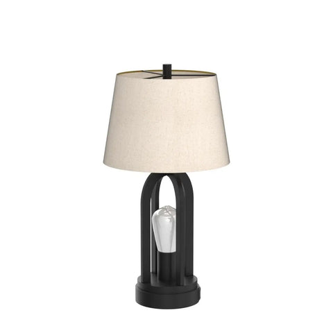 Two Light Bedside Table Lamps With Rotary Switch 3 Way Dimmable Bedroom And Living Room Lighting With USB Charging Ports Industrial Nightstand Lamps With Fabric Shade Bulbs Included black lamp with fabric shade