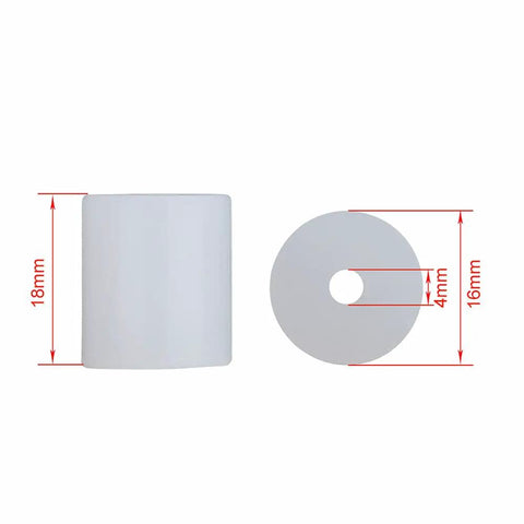 Heatbed silicone leveling column with dimensions, part of Metal Hand Twist Bed Leveling Nuts Set With Heatbed Silicone Leveling Columns Mount Buffers For Ender 3 V2 Pro CR 10S Pro CR 10 V2 Mini Ender 5 Plus 3D Printer No Fuss Install and Solid Bed Leveling, dimensions 18mm x 16mm x 4mm.