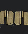 Two Pack Gold Iron Decorative Hinges With Screws Set For Vintage Wooden Jewelry Boxes Cabinets Wine Cases And Furniture Accessories Durable Classic Hardware For Rustic Home Decor