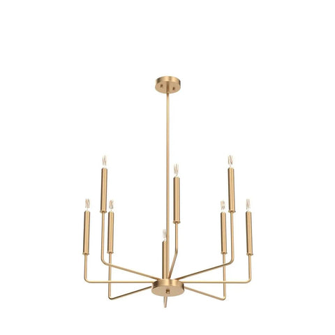 Dope Modern Farmhouse Gold 8 Light Rustic Candle Chandelier Industrial Hanging Light for Dining Room Kitchen Foyer Entryway