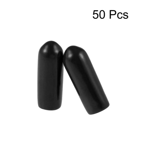 Butter Smooth Rubber End Caps For Table Legs And Metal Pipes Keep Floors Scratch Free Shield Sharp Bolts And Nailheads Sweet Bumper Shields Fit 4mm Inner Opening In Black Pack Of Fifty Pieces, 50 pcs shown.