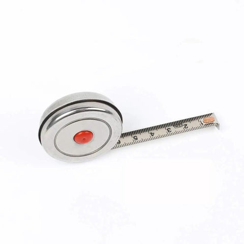 Heavy Duty Retractable Tape Measure With Self Locking Belt Loop Clip And Strong Magnetic Hook For Fast Woodworking Construction On Professional Job Sites And Home Outdoor Renovations, showing tape extend.
