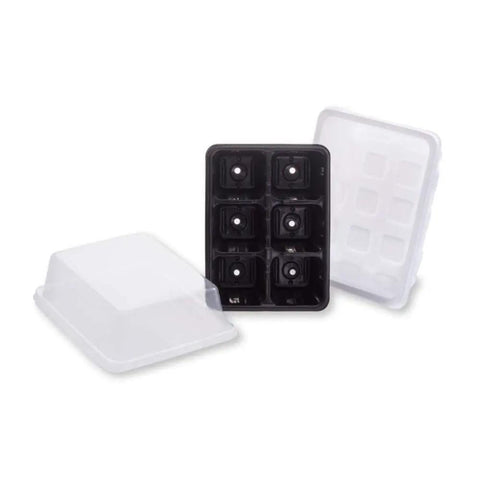 10 Pack Reusable Seed Starter Trays with Drain Holes Dome and Base Mini Greenhouse for Indoor Veggie Gardening 6 Cell Starter Kit