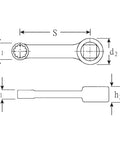 Badass 3/8 Inch Spline Drive Adaptor W/ 5/8 Inch Socket Fit diagram showcasing dimensions and angles for precise fitting.