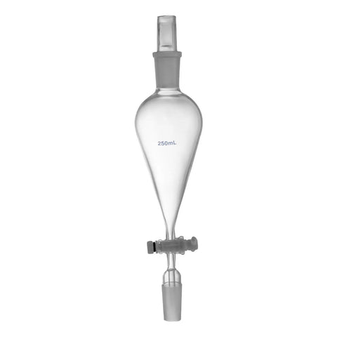 250mL graduated separatory funnel from 29 Piece Lab Glassware Set 250mL To 1000mL Distillation Kit With 24 To 40 Joint Pro Grade Borosilicate Glass