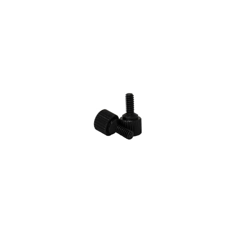 4-40 Thumb Screws Set For 500 Series Audio Face Plates, knurled and slotted heads, black finish, visible knurled design